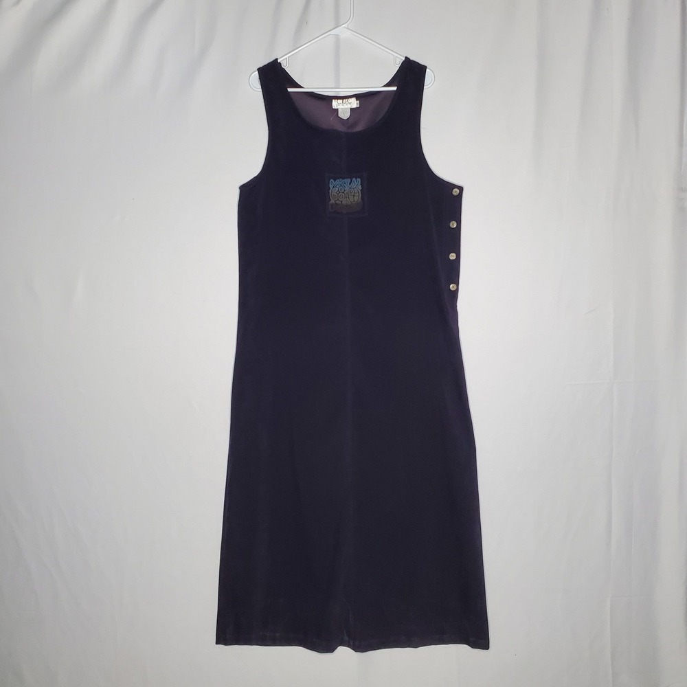 CDC Jumper Midi Dress 12 Black Faux Suede Button‎ Midi 90s Boho Grunge Modest